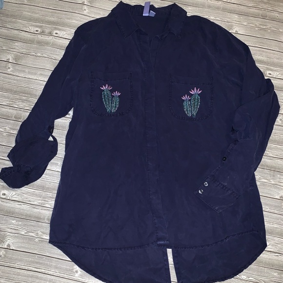 Vintage Navy Blue Cactus Blouse - Picture 4 of 7